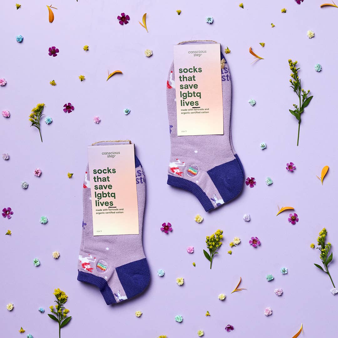 Ankle Socks that Save LGBTQ Lives (Purple Unicorns)