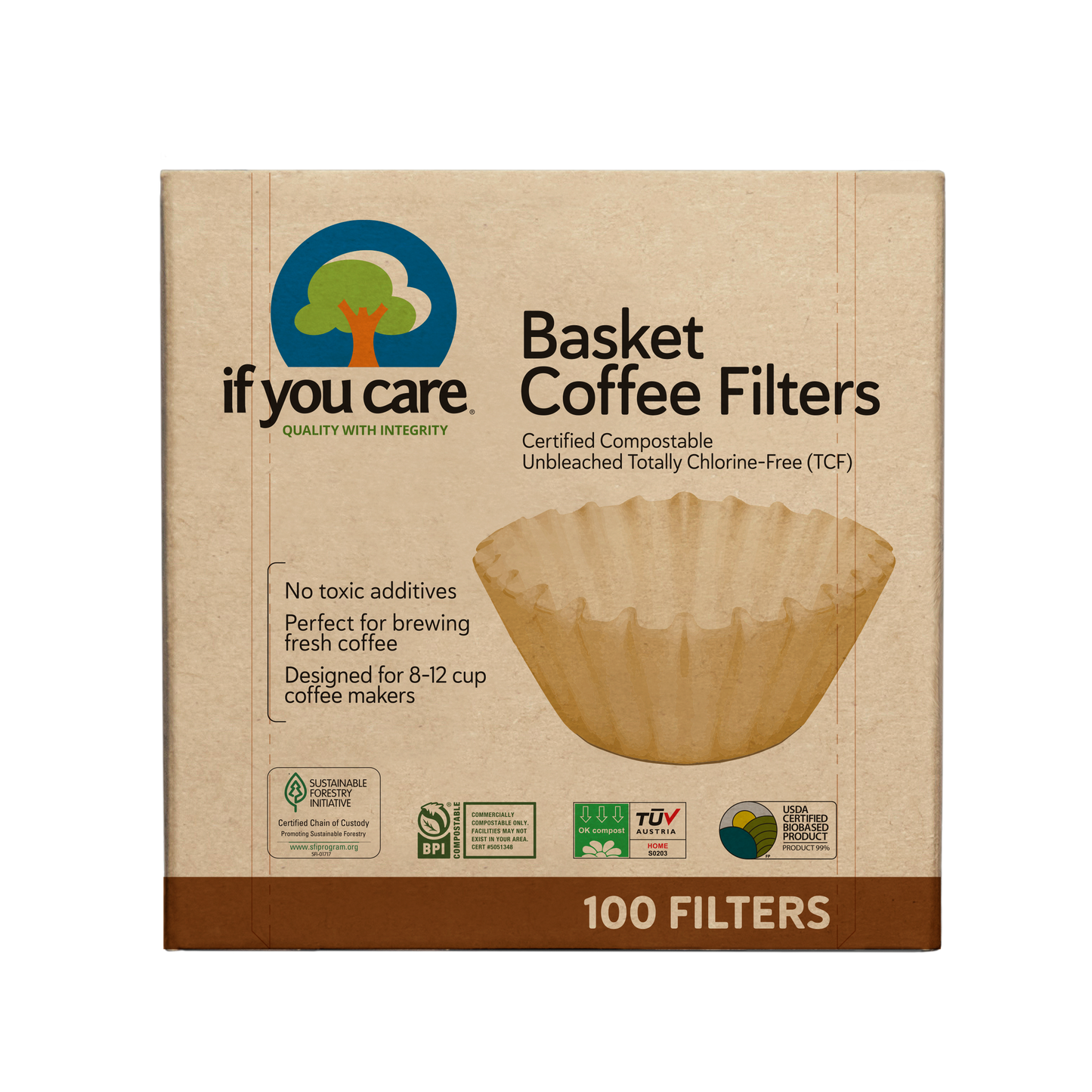 Unbleached 8" Basket Coffee Filters