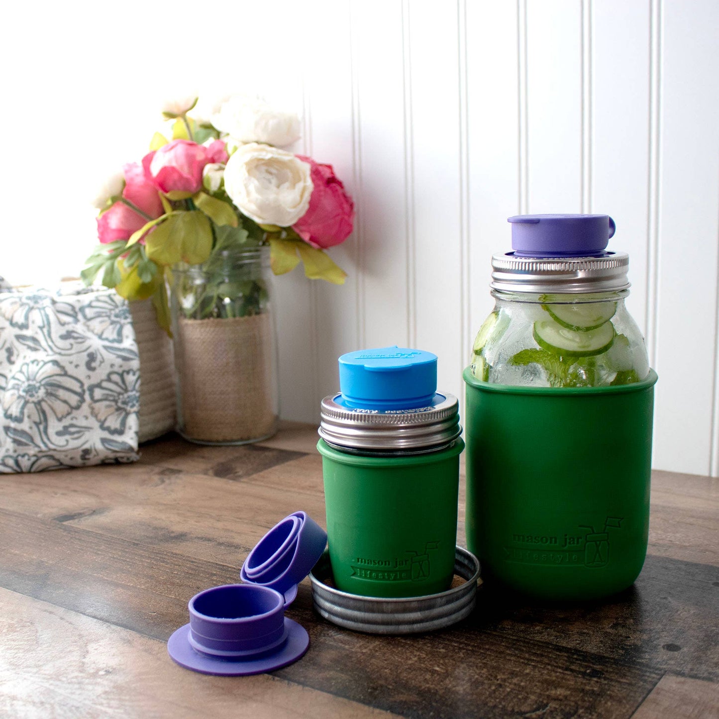 Leak Proof Silicone Chug Lids for Regular Mouth Mason Jars