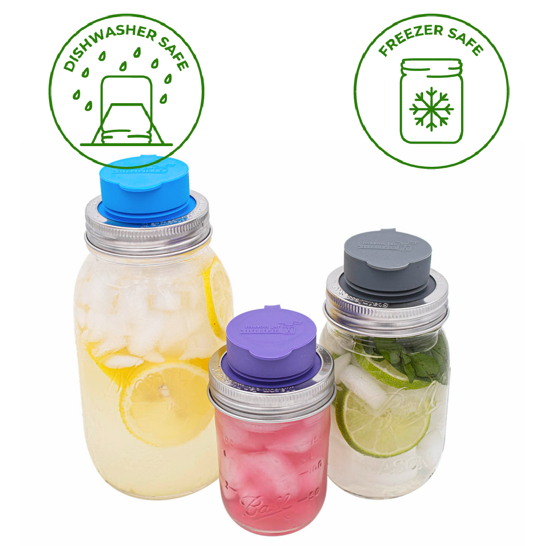 Leak Proof Silicone Chug Lids for Regular Mouth Mason Jars