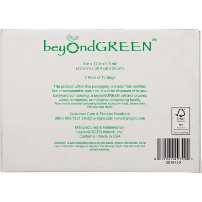 BeyondGREEN Dog Waste Bags - 50 Folded Rolls - 750 Bags