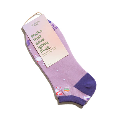Ankle Socks that Save LGBTQ Lives (Purple Unicorns)