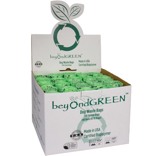 BeyondGREEN Dog Waste Bags - 50 Folded Rolls - 750 Bags