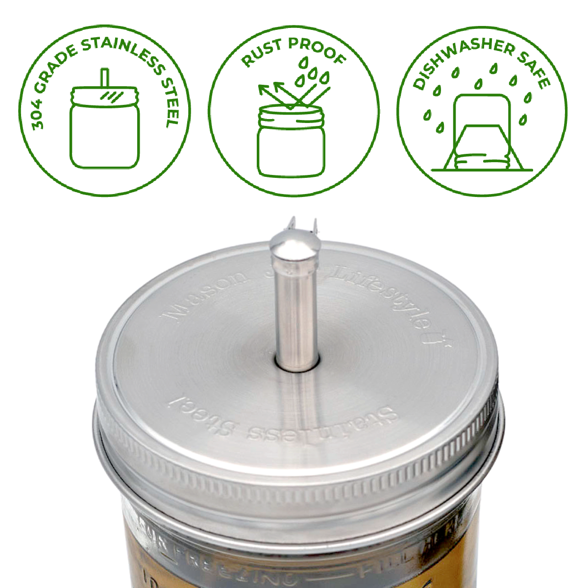 Stainless Steel Pour Spout Oil Cruet Lids for Mason Jars