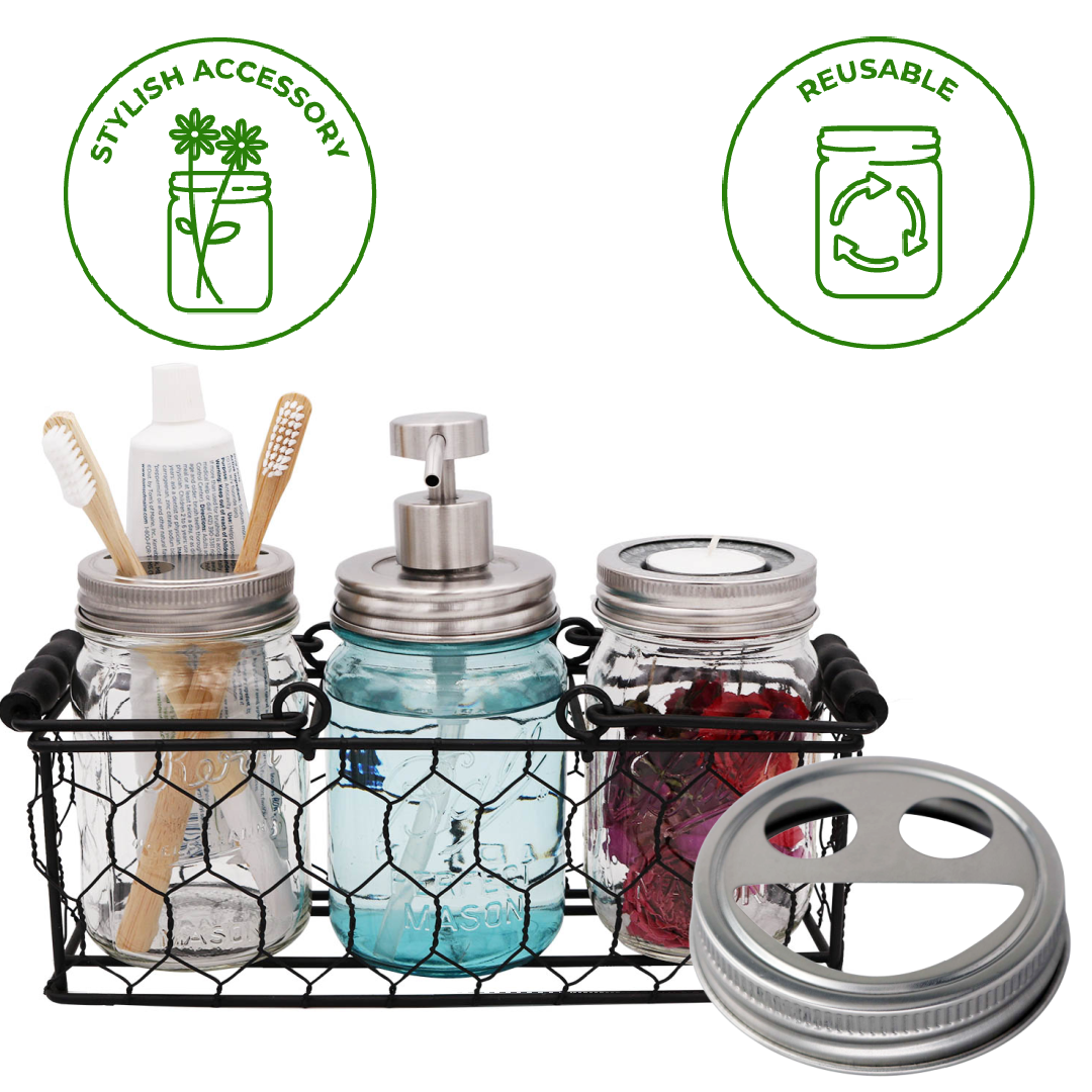 Stainless Steel Toothbrush Holder for Mason Jars