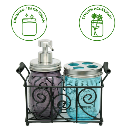 Satin / Brushed Finish Soap Pump Dispensers for Mason Jars