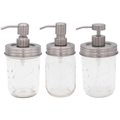 Satin / Brushed Finish Soap Pump Dispensers for Mason Jars