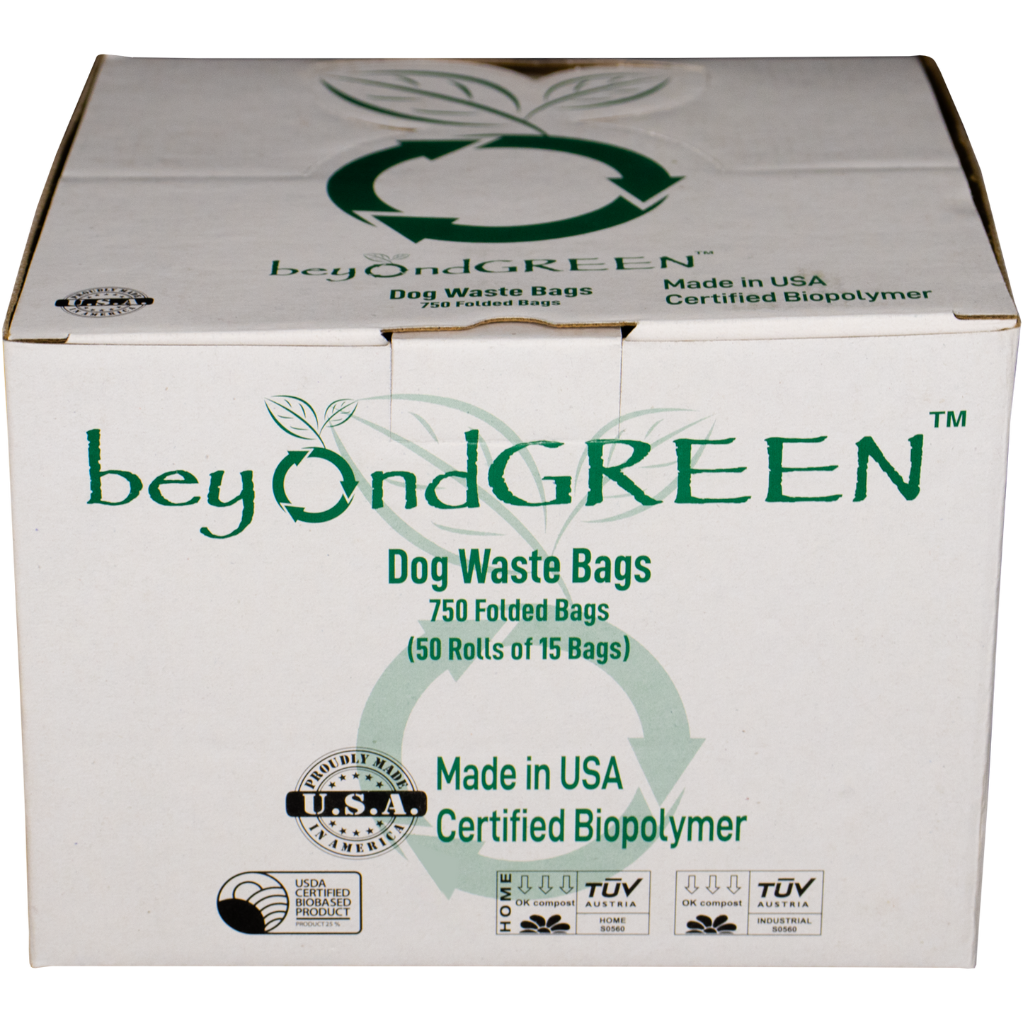 BeyondGREEN Dog Waste Bags - 50 Folded Rolls - 750 Bags