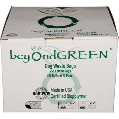 BeyondGREEN Dog Waste Bags - 50 Folded Rolls - 750 Bags