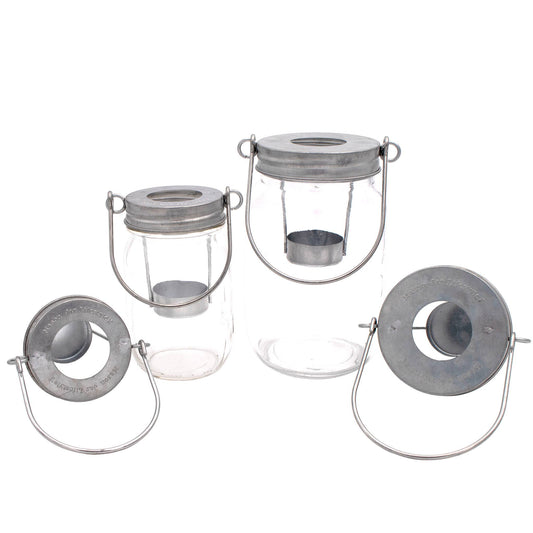 Galvanized Metal Tea Light Candle Holder Lids With Handles