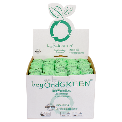 BeyondGREEN Dog Waste Bags - 50 Folded Rolls - 750 Bags