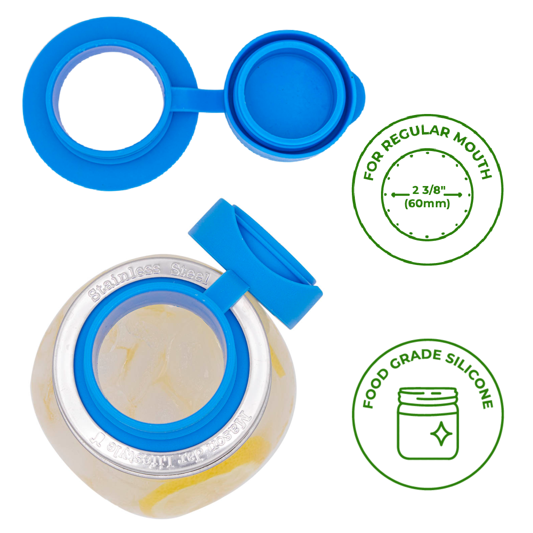 Leak Proof Silicone Chug Lids for Regular Mouth Mason Jars