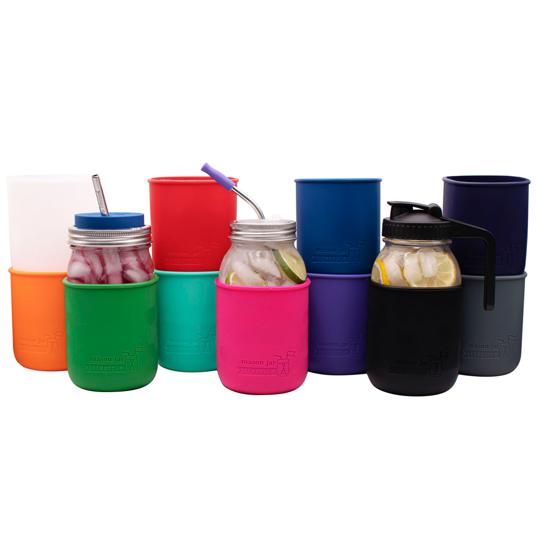 Silicone Sleeve for Regular/Wide Mouth Quart 32oz Mason Jars